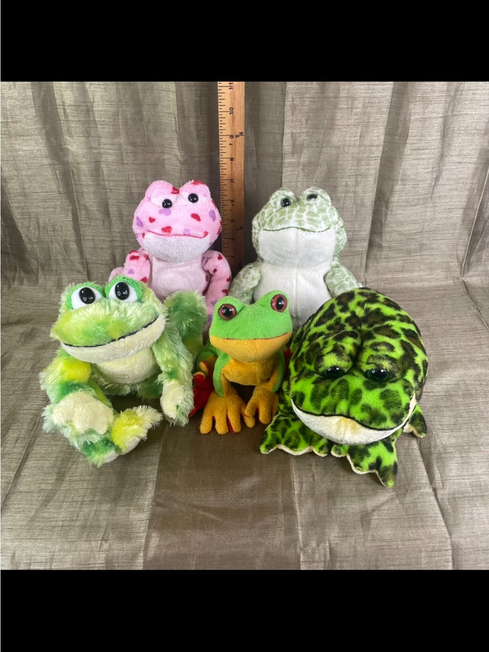 Lot Of 5 GANZ Webkinz Frog  Plush Animals - HM 1421 114 162 144 109 NO CODES